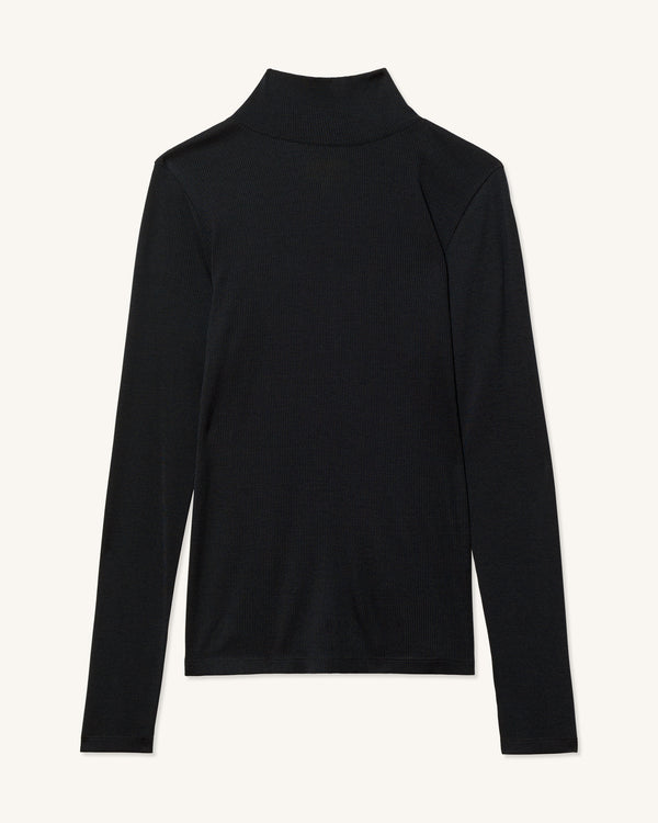 Ribbed Merino Turtleneck - Basalt