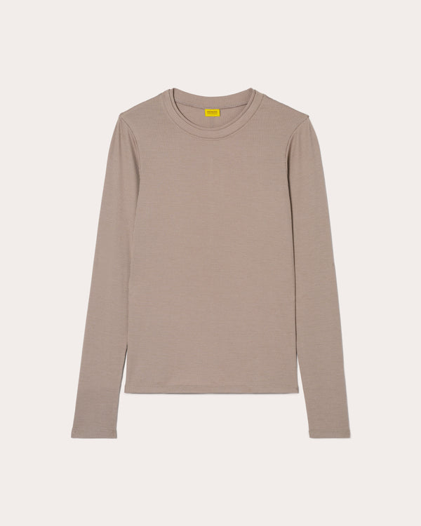 Ribbed Merino Long Sleeve Tee 01 - Morel