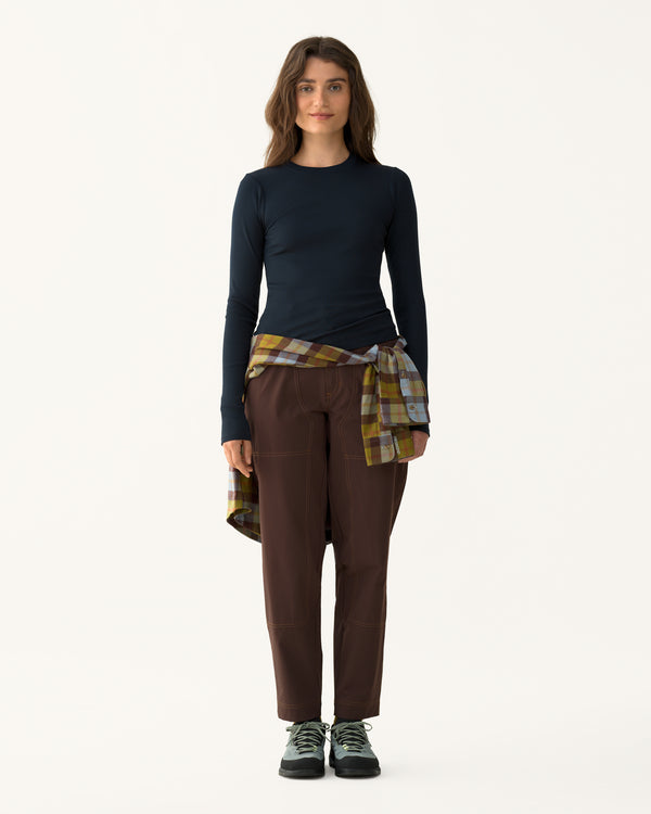 Ribbed Merino Long Sleeve Tee - Woad