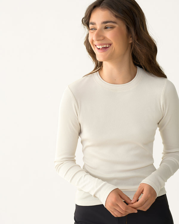 Ribbed Merino Long Sleeve Tee - Betula