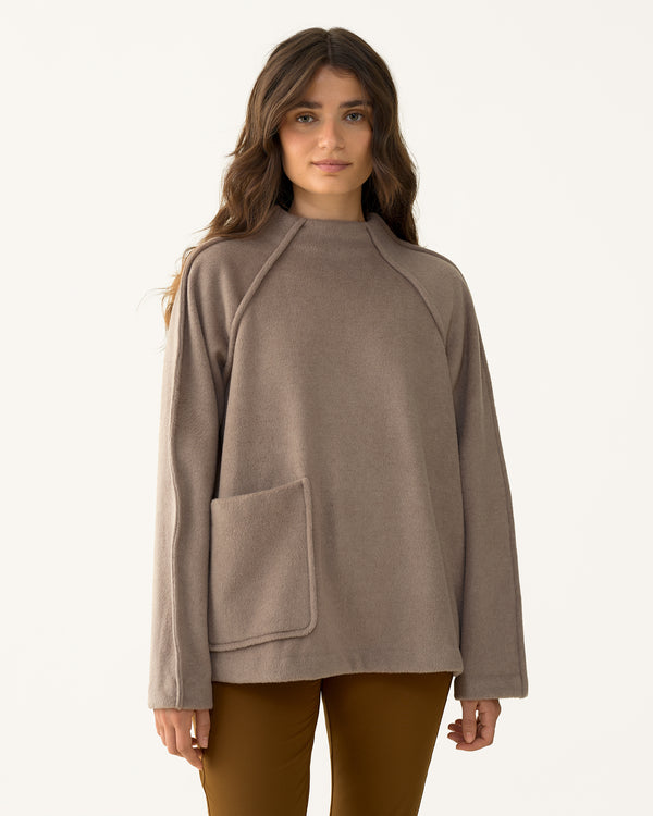 Mock Neck Pile Fleece - Moraine