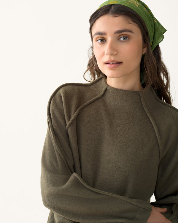 Mock Neck Pile Fleece - Conifer