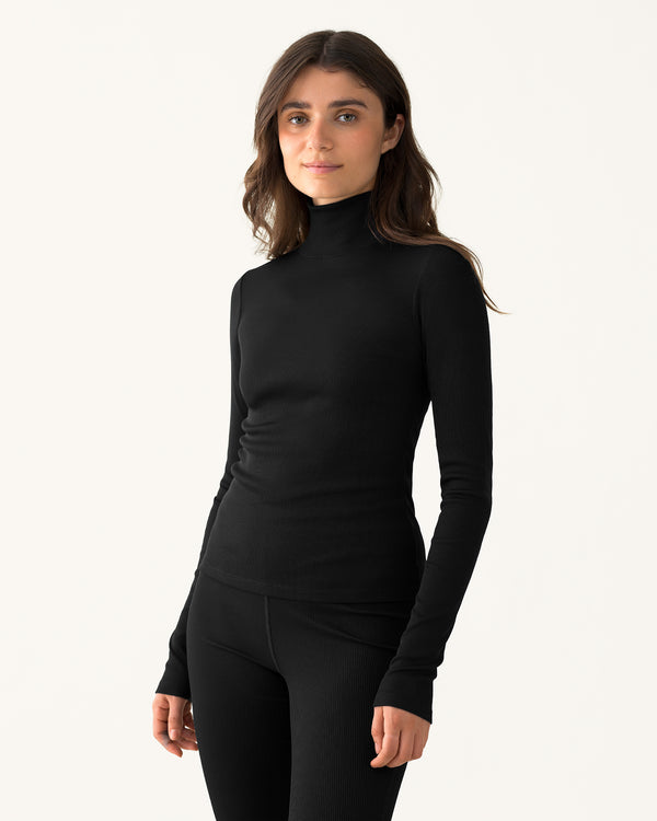 Ribbed Merino Turtleneck - Basalt
