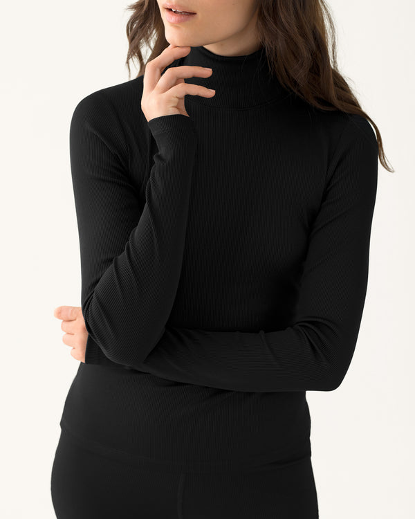 Ribbed Merino Turtleneck - Basalt